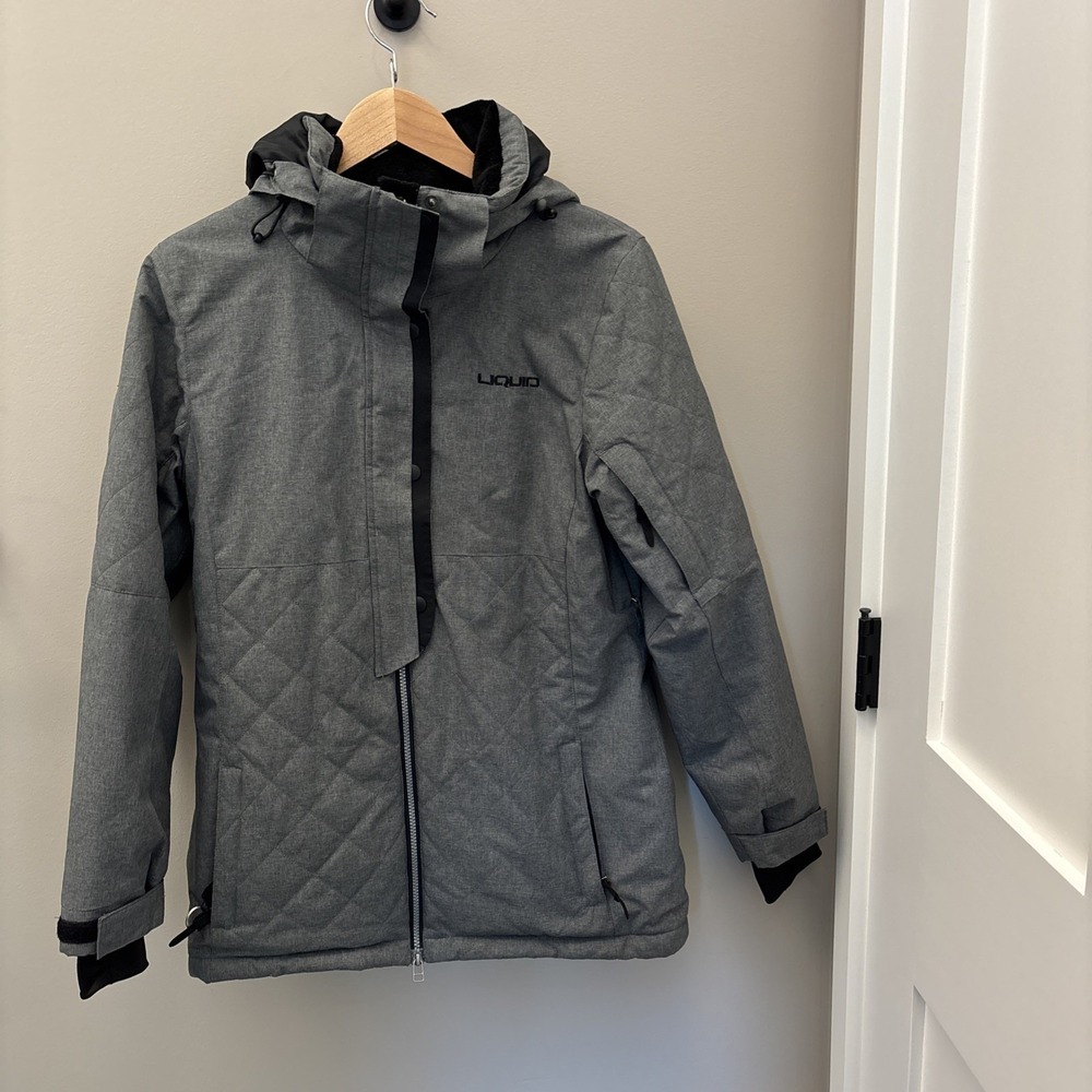 Liquid Snowboard Jacket Women's M Gray Ski Hooded Quilted Insulated Waterproof